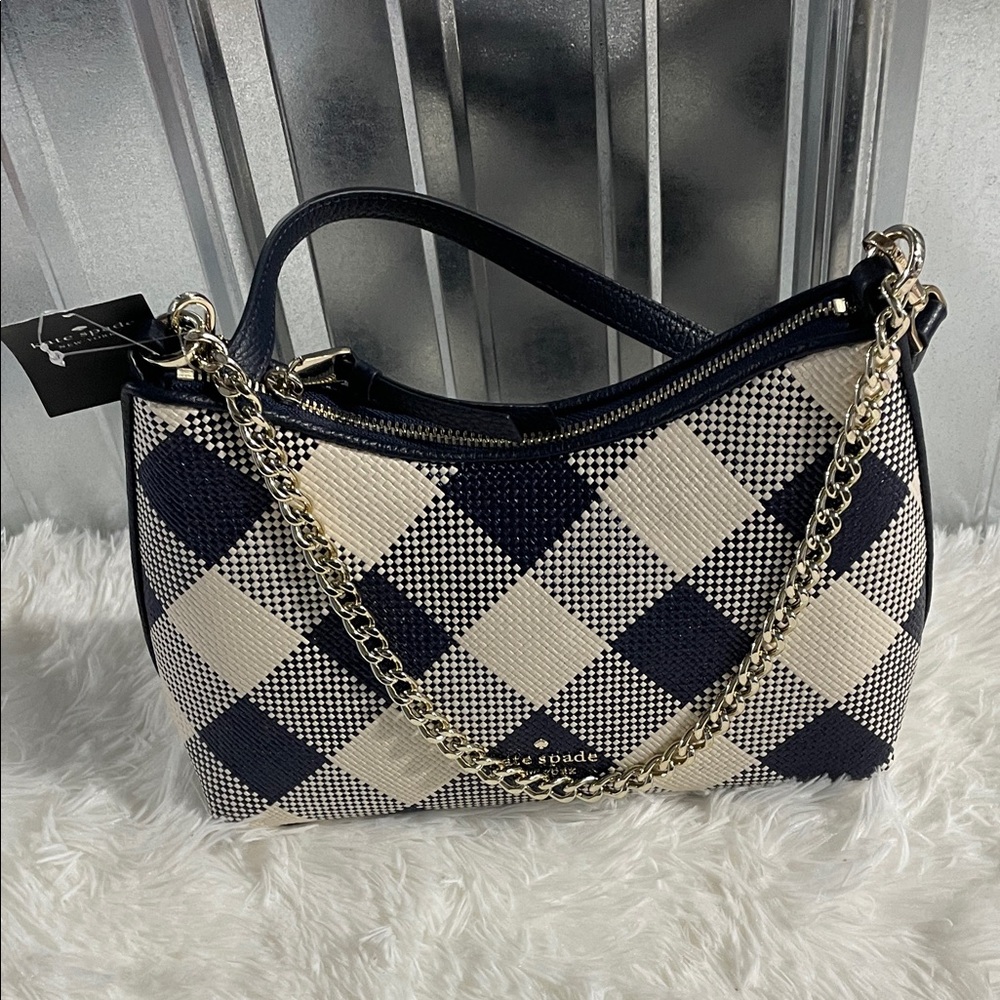 Kate Spade black and cream checkered purse - Picture 3 of 10